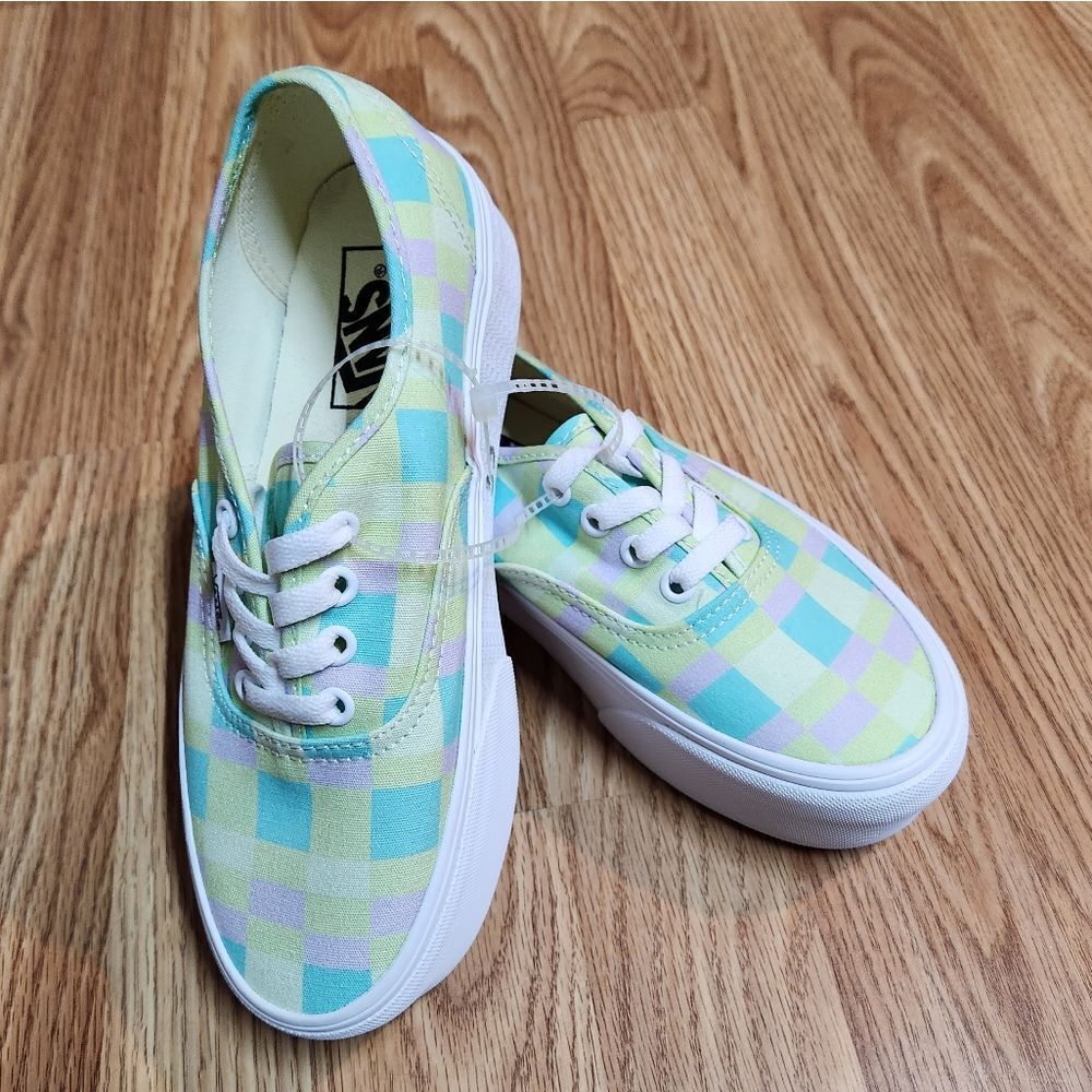 🇬🇪🔥NWT Vans Pastel Checkered Picnic Plaid Unisex Stackform Sneakers Size 6.5 - Picture 5 of 11